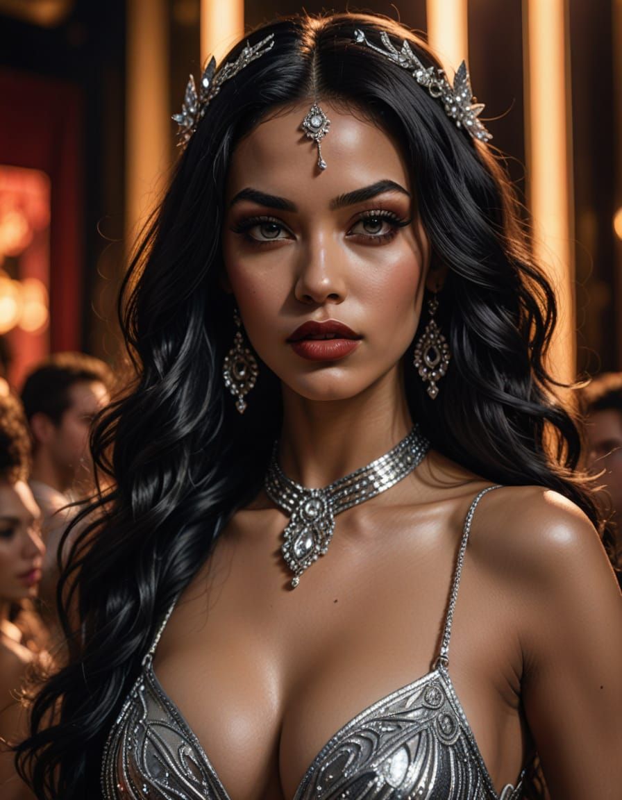 Burlesque Dancer in Vivid Digital Art Style