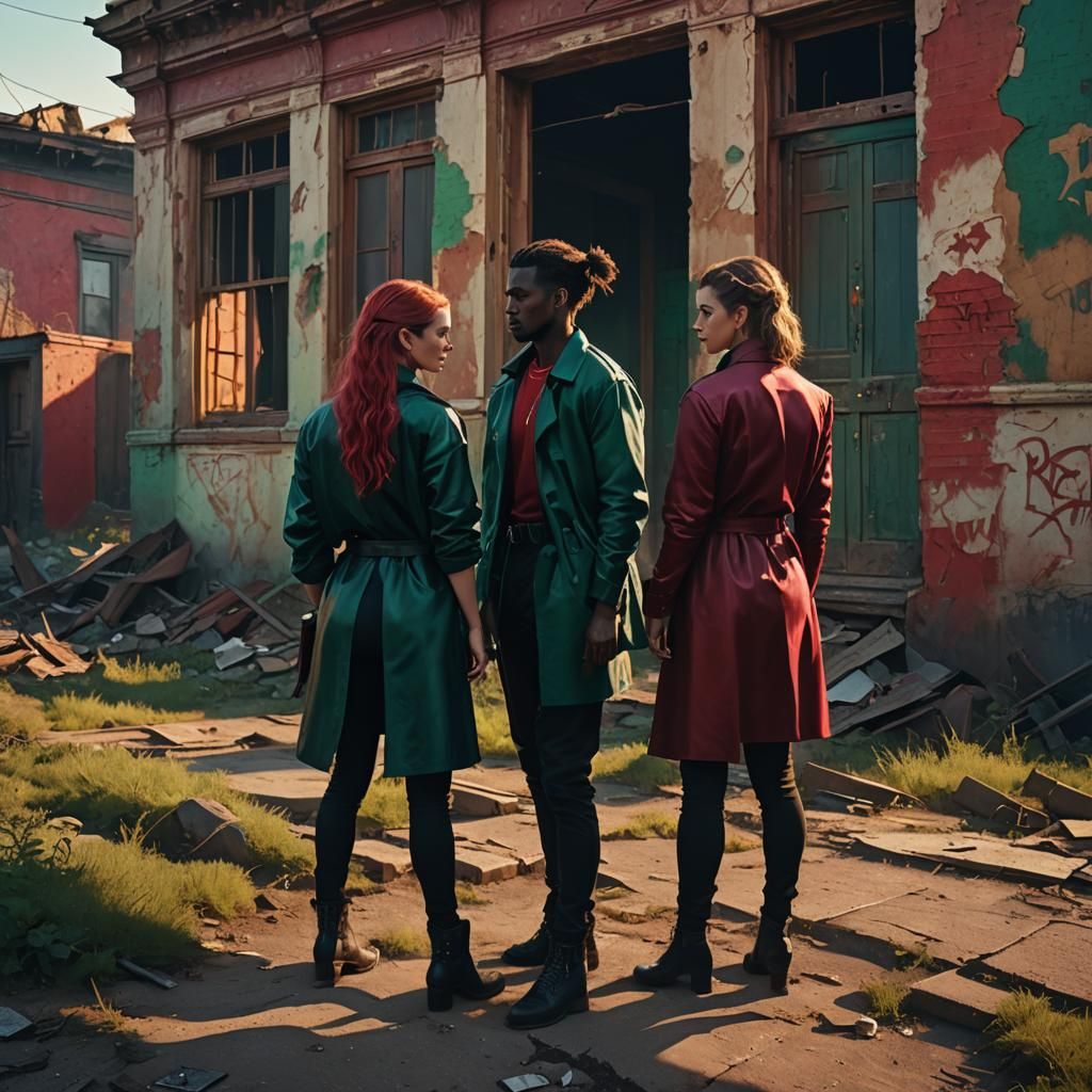 Bad Boy and Girl in a Sci-Fi Matte Painting