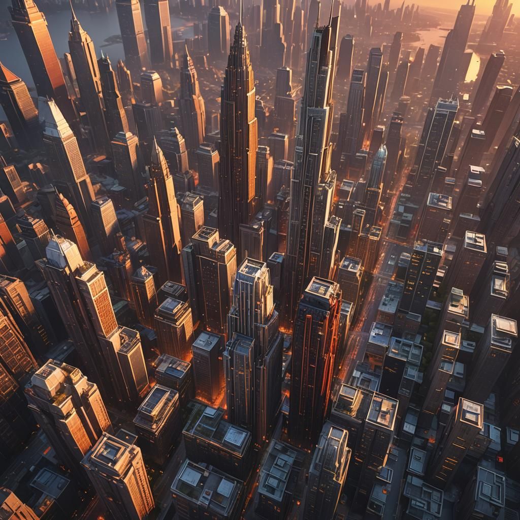 Cityscape Sunset: Detailed Matte Painting in Unreal Engine