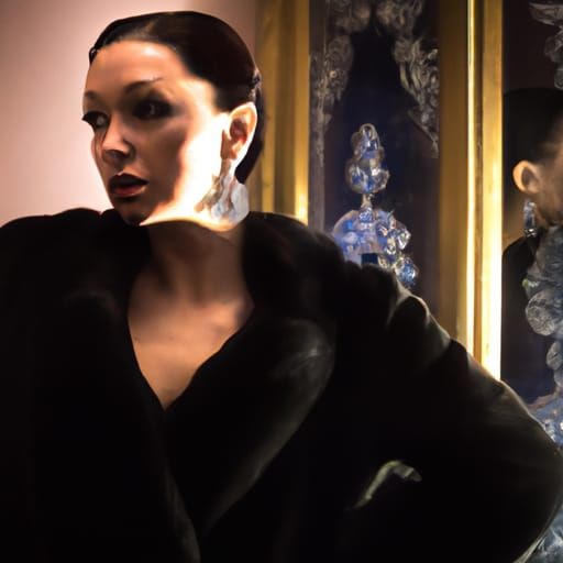 Woman in Mink Before Veiled Mirror