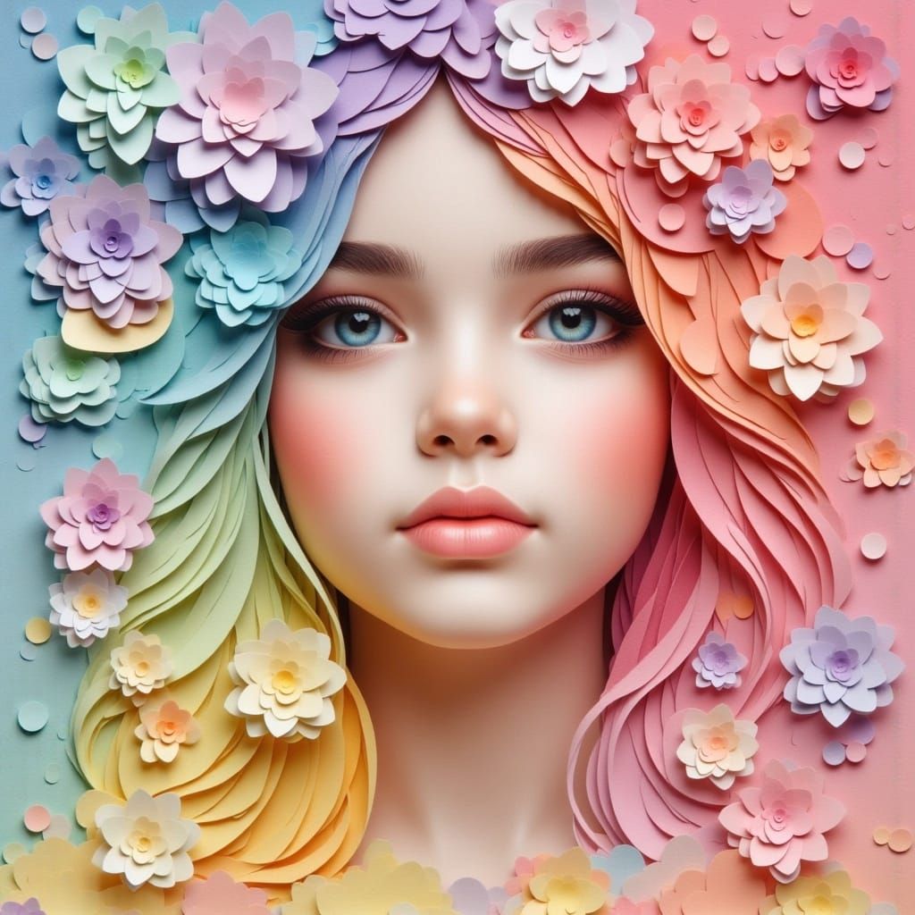 Pastel Rainbow Mosaic Tea Party Scene