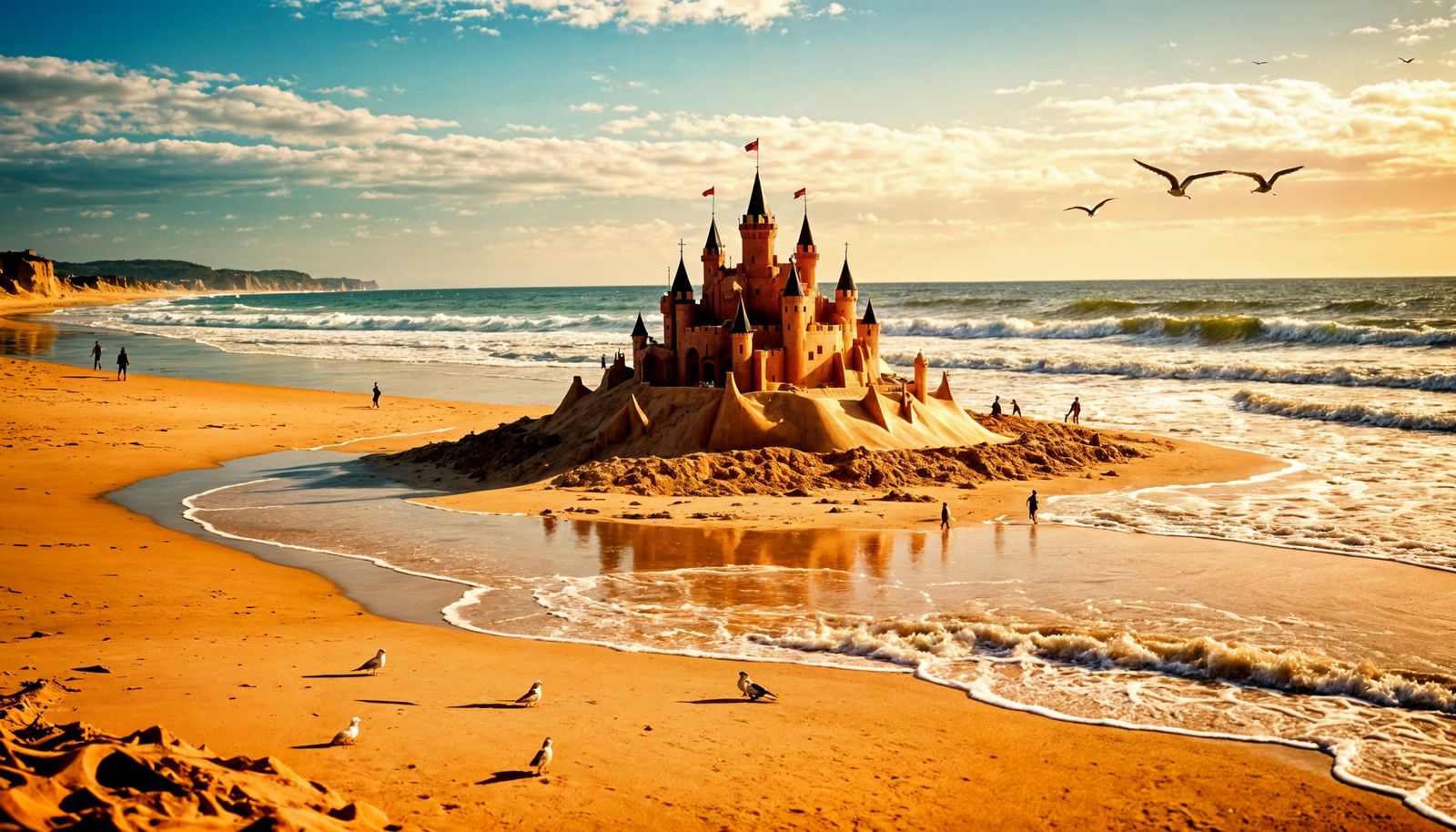 Majestic Sandcastle on Wide Beach: Professional Photography