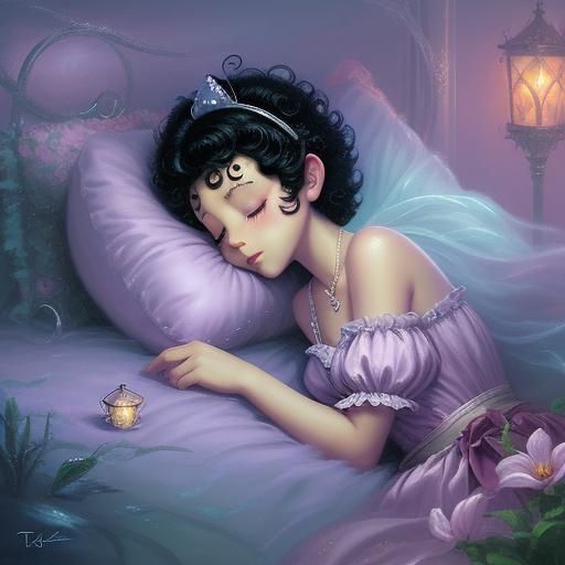 Betty Boop Sleeping in Ethereal Fantasy Style