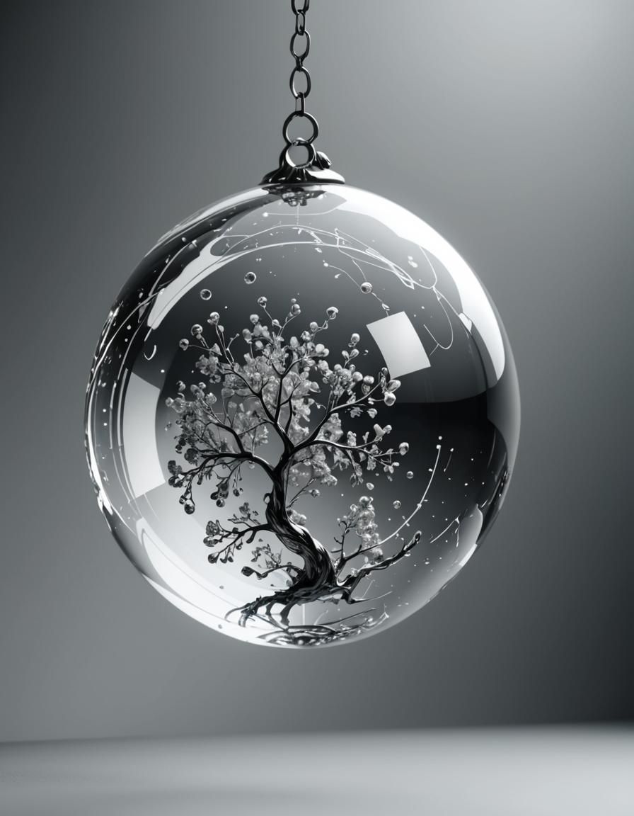 Monochromatic Glass Sphere in Air, 8K Resolution