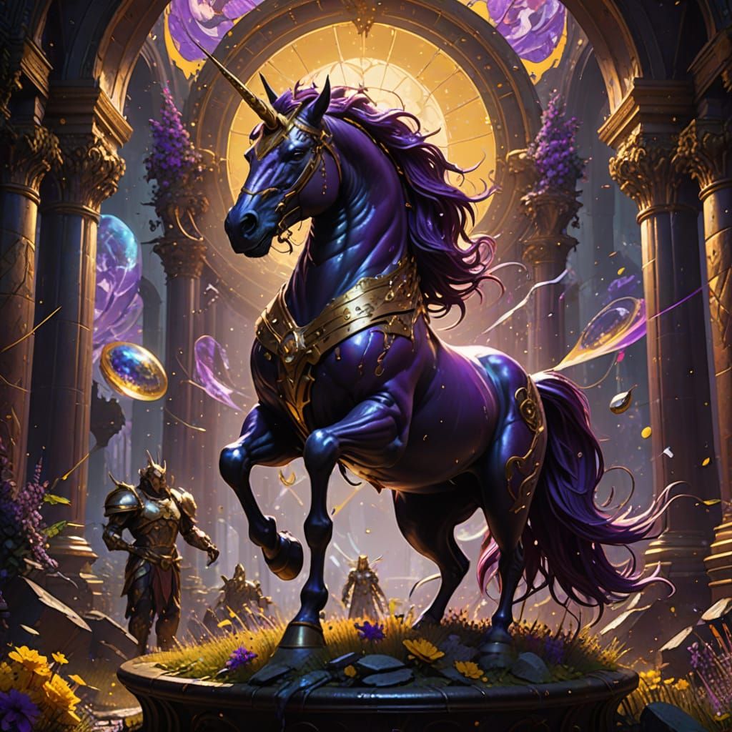 Buff Unicorn in Dark Fantasy Concept Art Style