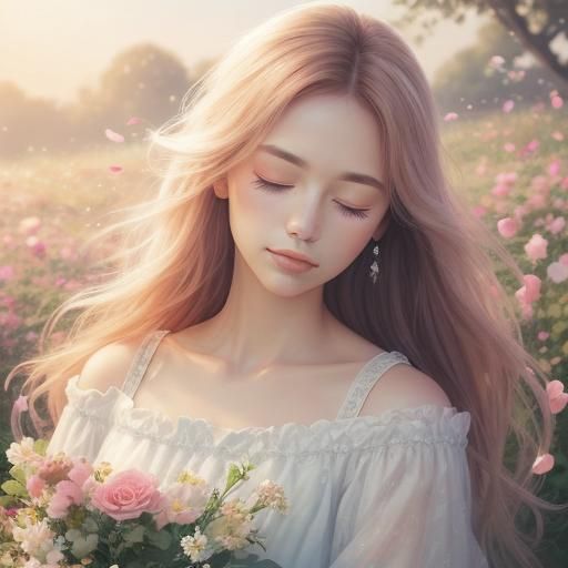 Romantic Portrait in Pastel Colors, Digital Painting