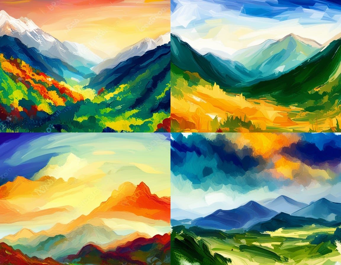 Impressionistic Mountain Vista: A Serene Landscape