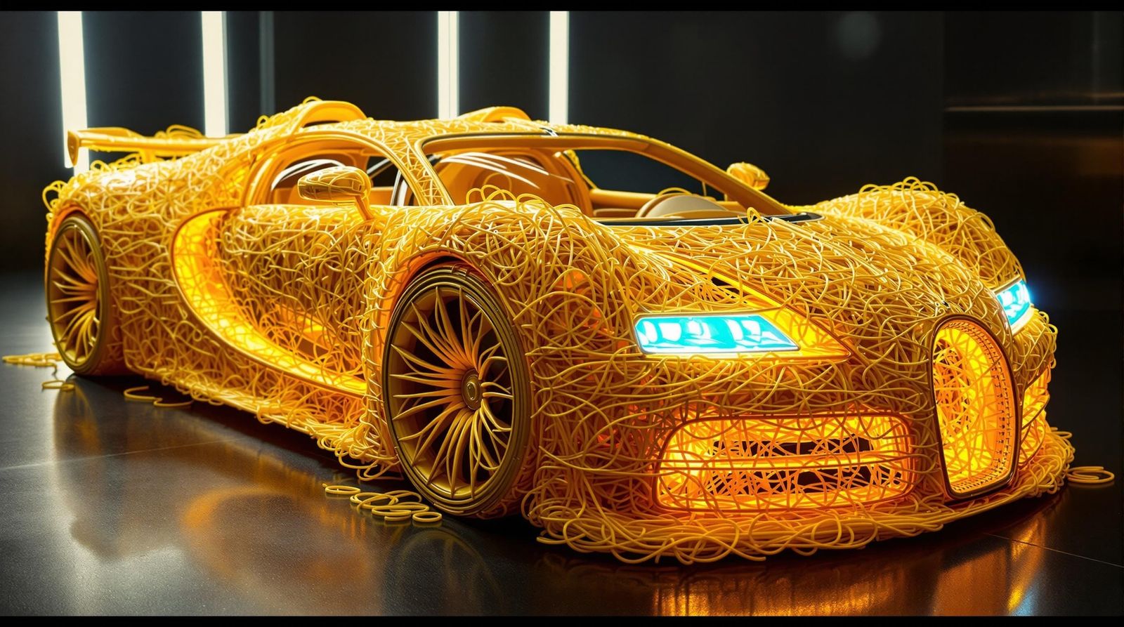 Spaghetti Veyron Hypercar: Futuristic Pasta Masterpiece