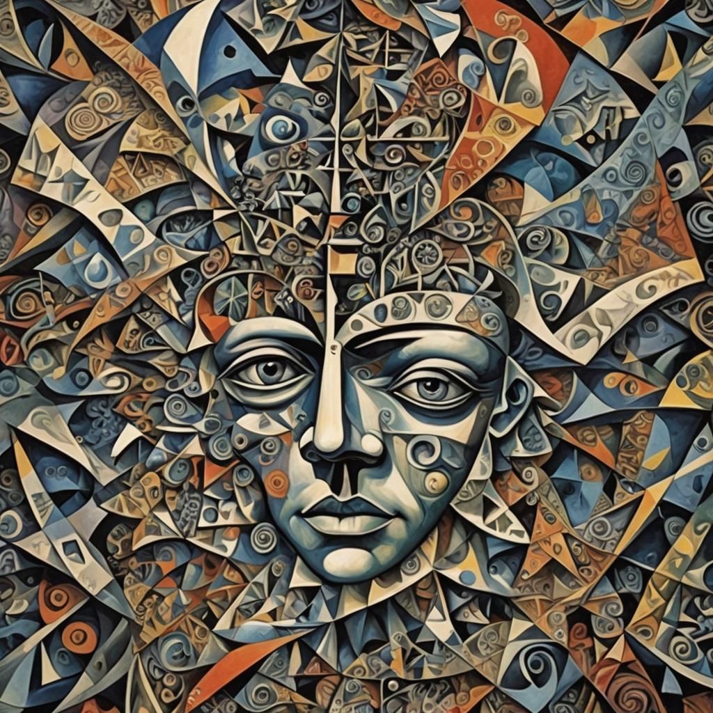 Psychedelic Fractal Mindscape in Cubist Style