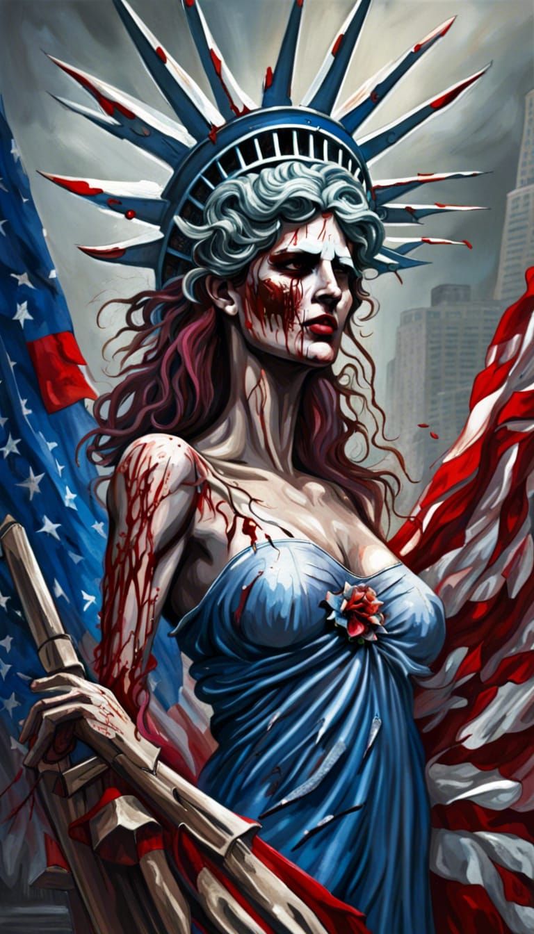 Terrifying Fantasy Art: Lady Liberty Symbol of Devastation