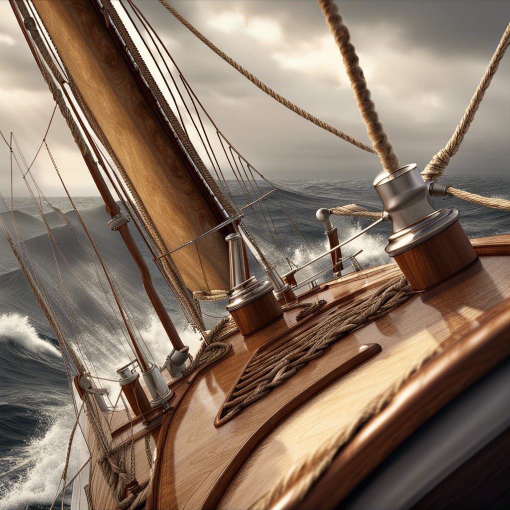 Concordia Yawl on Rough Seas: Photorealistic Ocean View