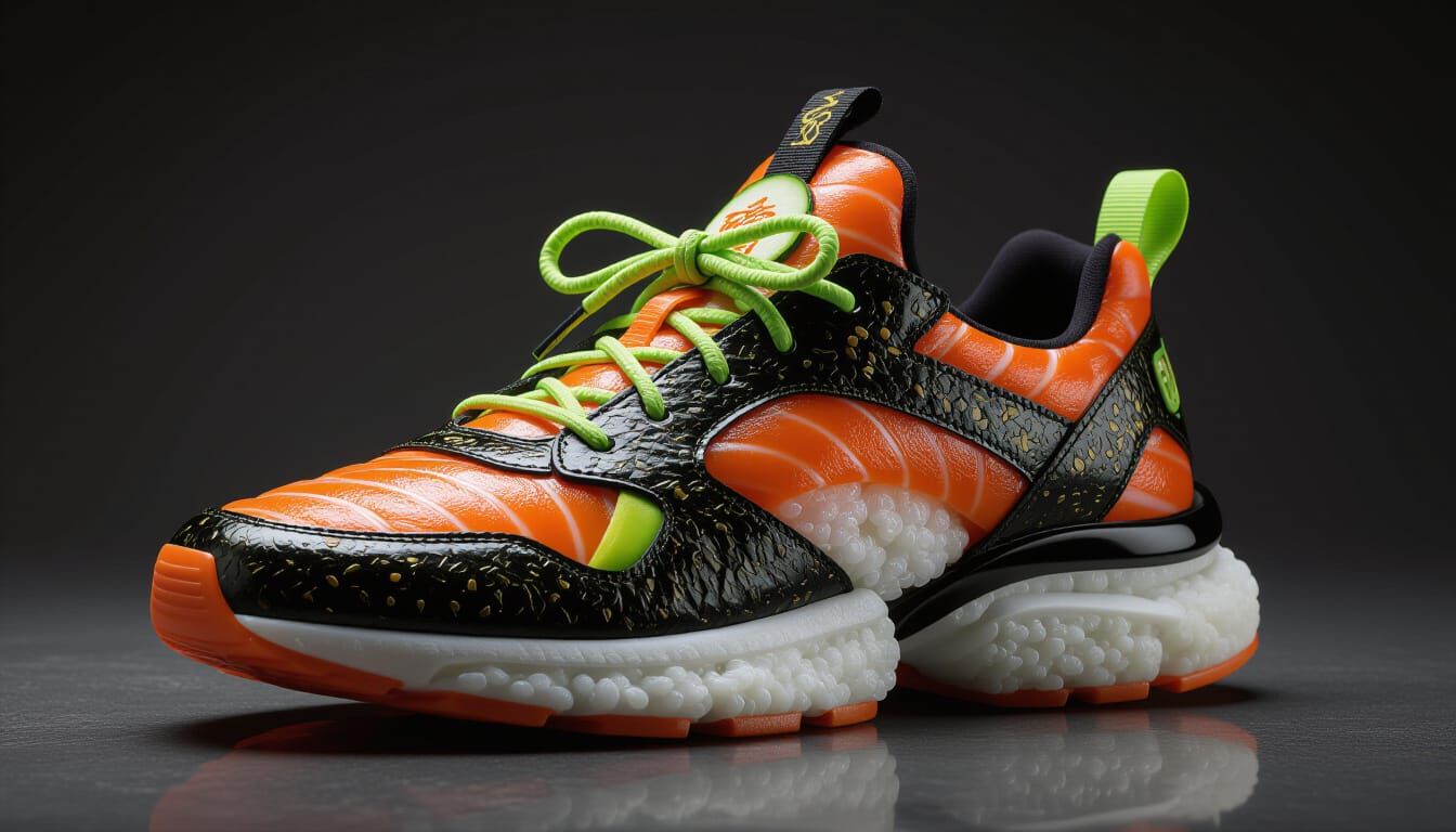 <Empaste:1.0> <EtherealVisionsFlux:1.0> <Exquisite Flux:1.0> <Poet:1.0> A surreal and imaginative sneaker designed entir...