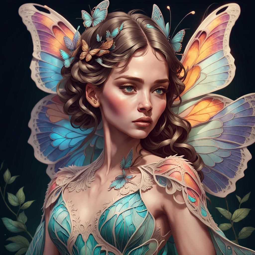 Butterfly Couture Gown: Nature-Inspired Fashion Portrait