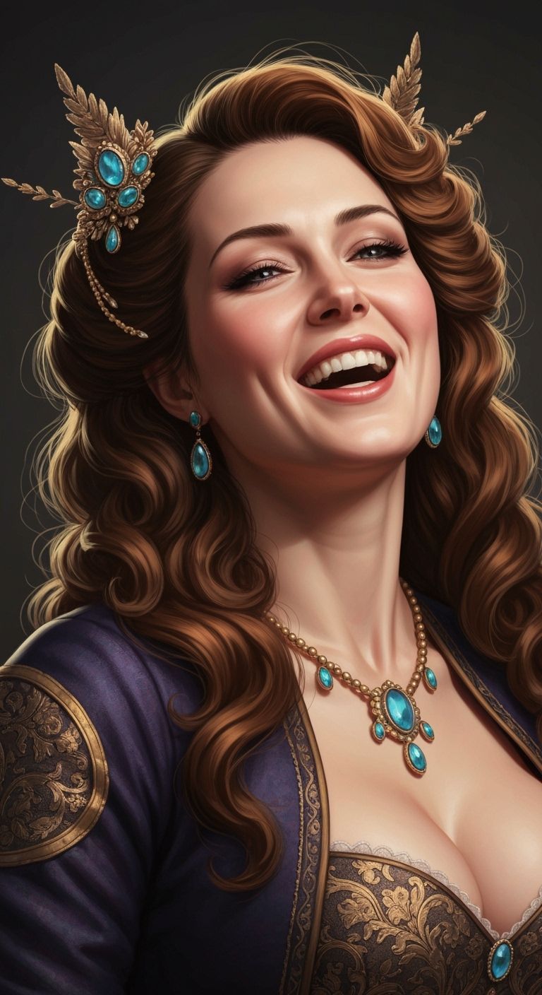 Voluptuous Woman in Ecstasy with Ornate Details