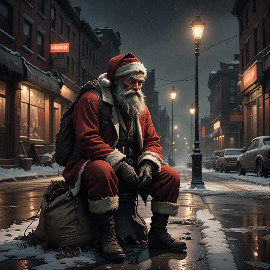 homeless bad Santa