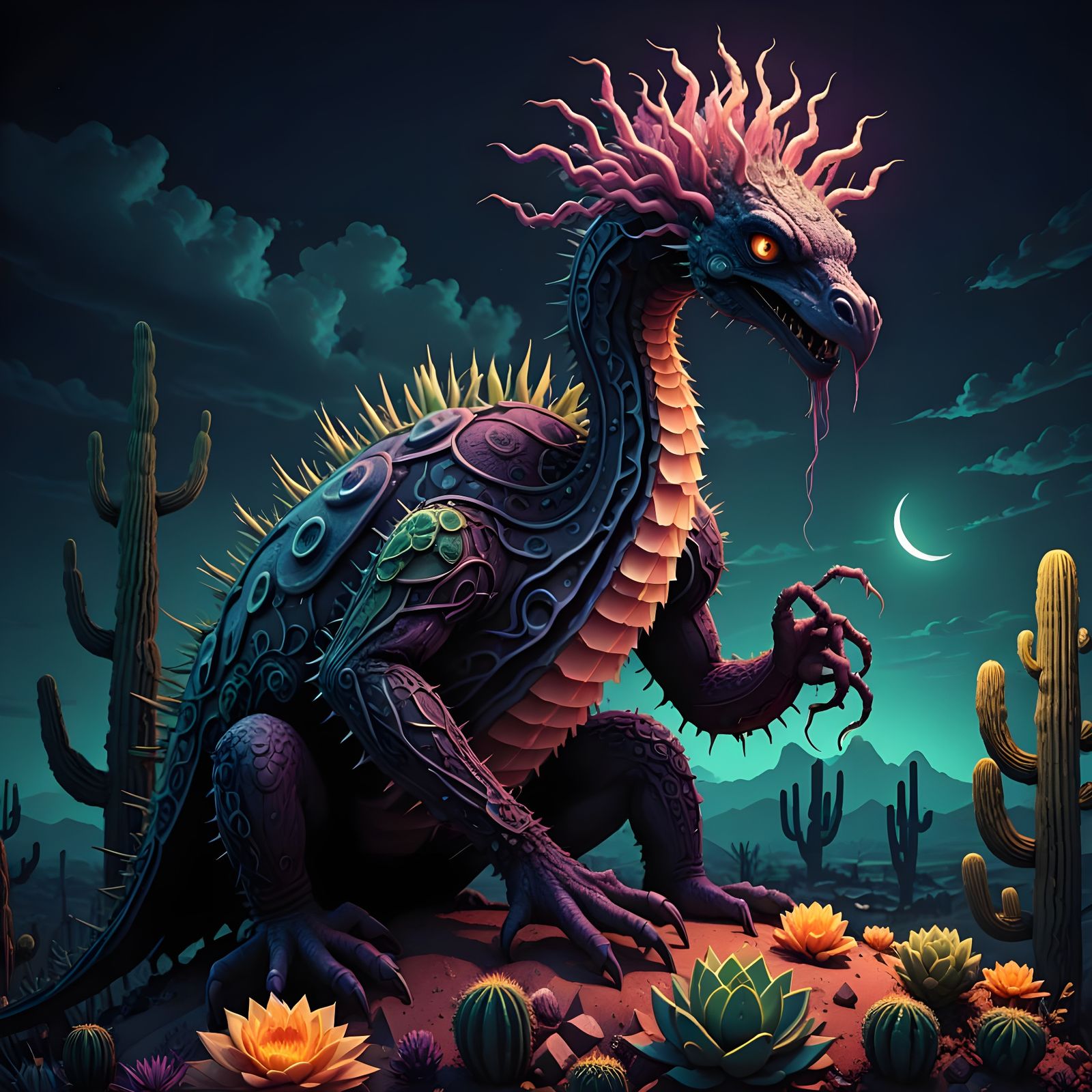 Otherworldly Desert Beast in Dark Fantasy Style