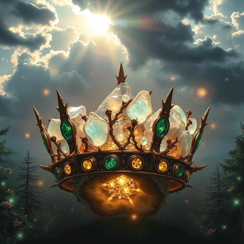 Majestic Sci-Fi Crown of Circuits and Moonlight