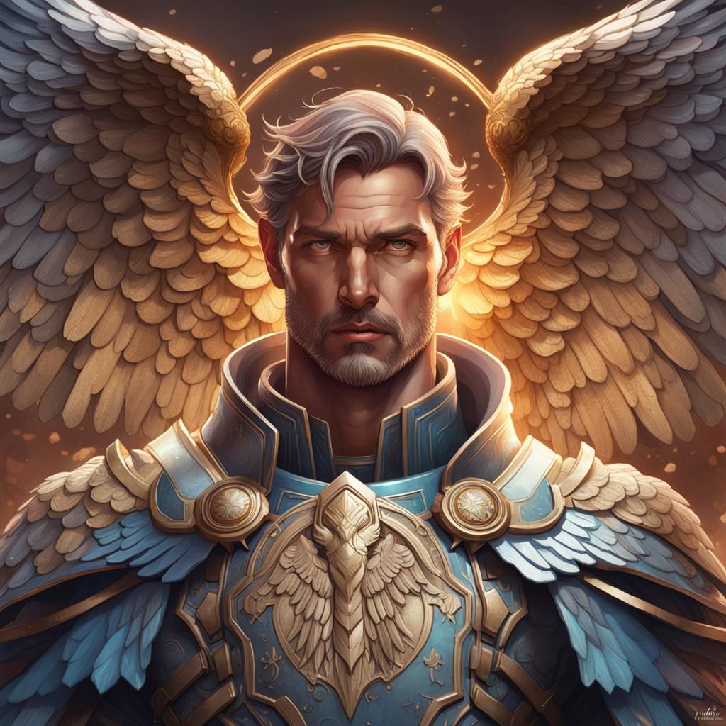 Archangel Michael head and shoulders portrait, 8k resolution concept art portrait by Greg Rutkowski, Artgerm, WLOP, Alph...