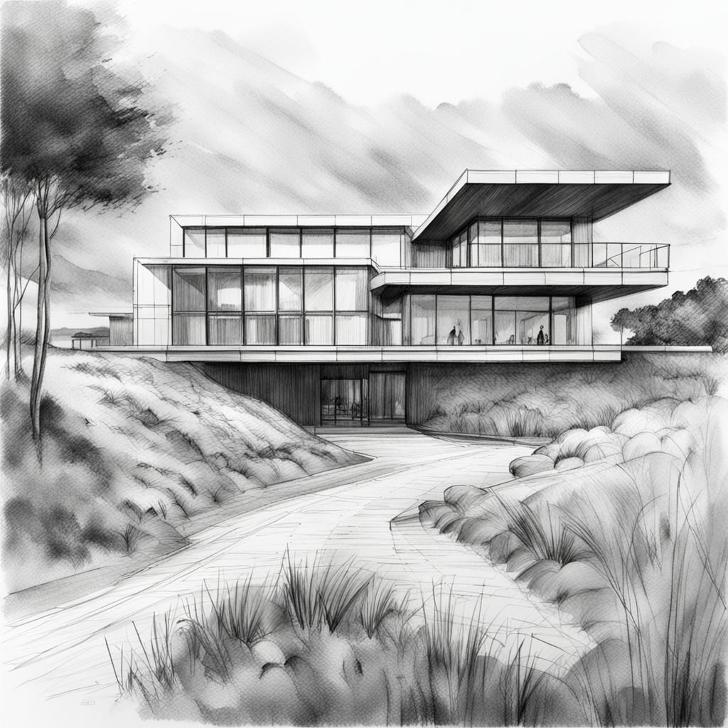 Coastal Site Sketch in Pencil