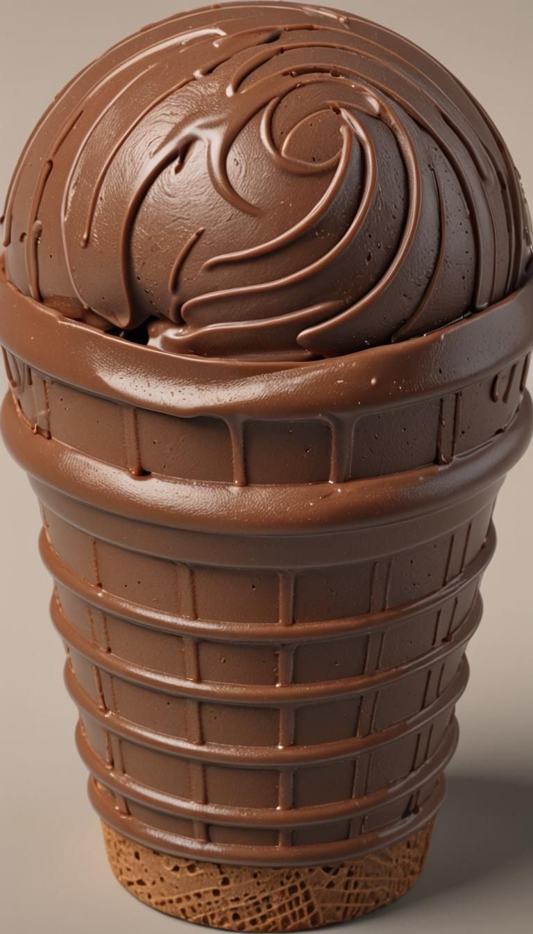 Fresh Chocolate Ice Cream in 3D Rendered Style