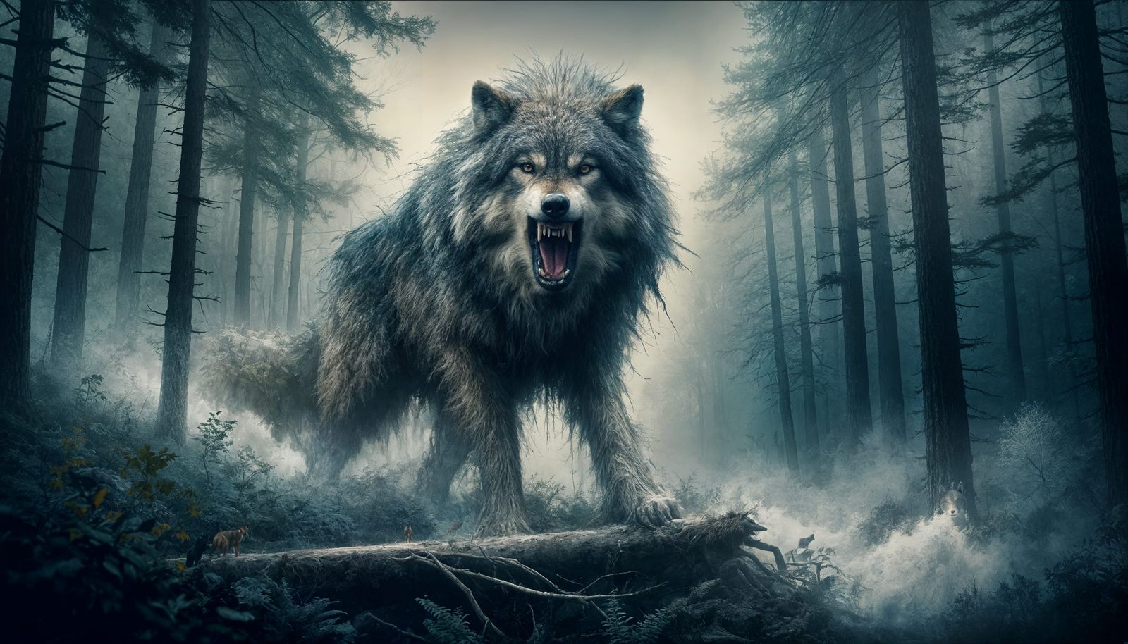 Timber Wolf in Fog: A Moody, Romantic Painting