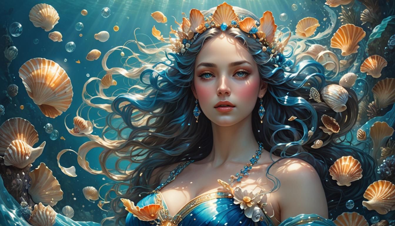 Ethereal Sea Nymph in Underwater Fantasy