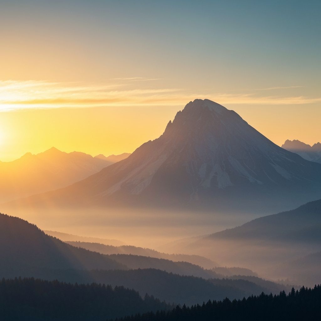 Majestic Mountain Sunrise in Romantic Style
