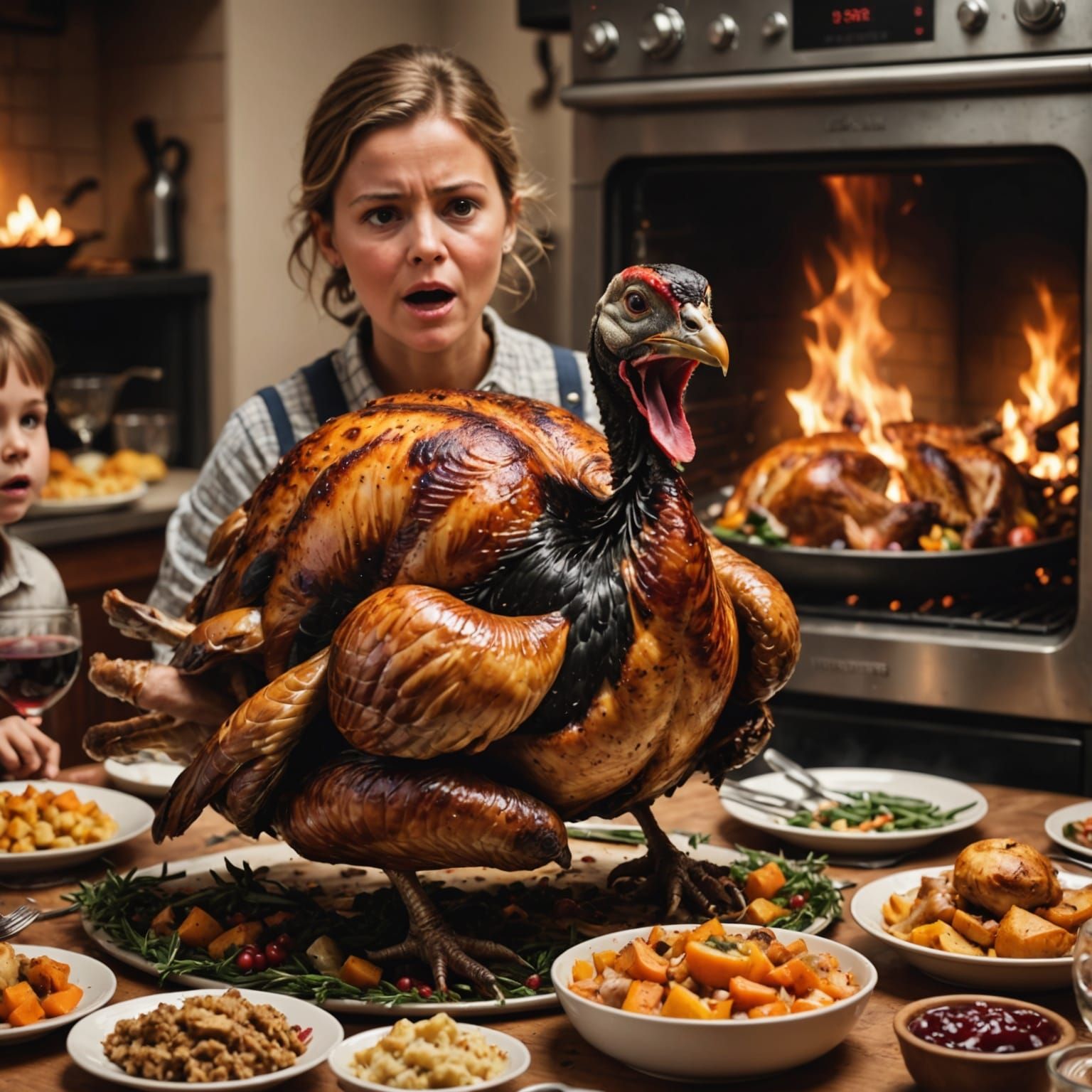 Thanksgiving Turkey Escape: A Fiery Feast Fiasco