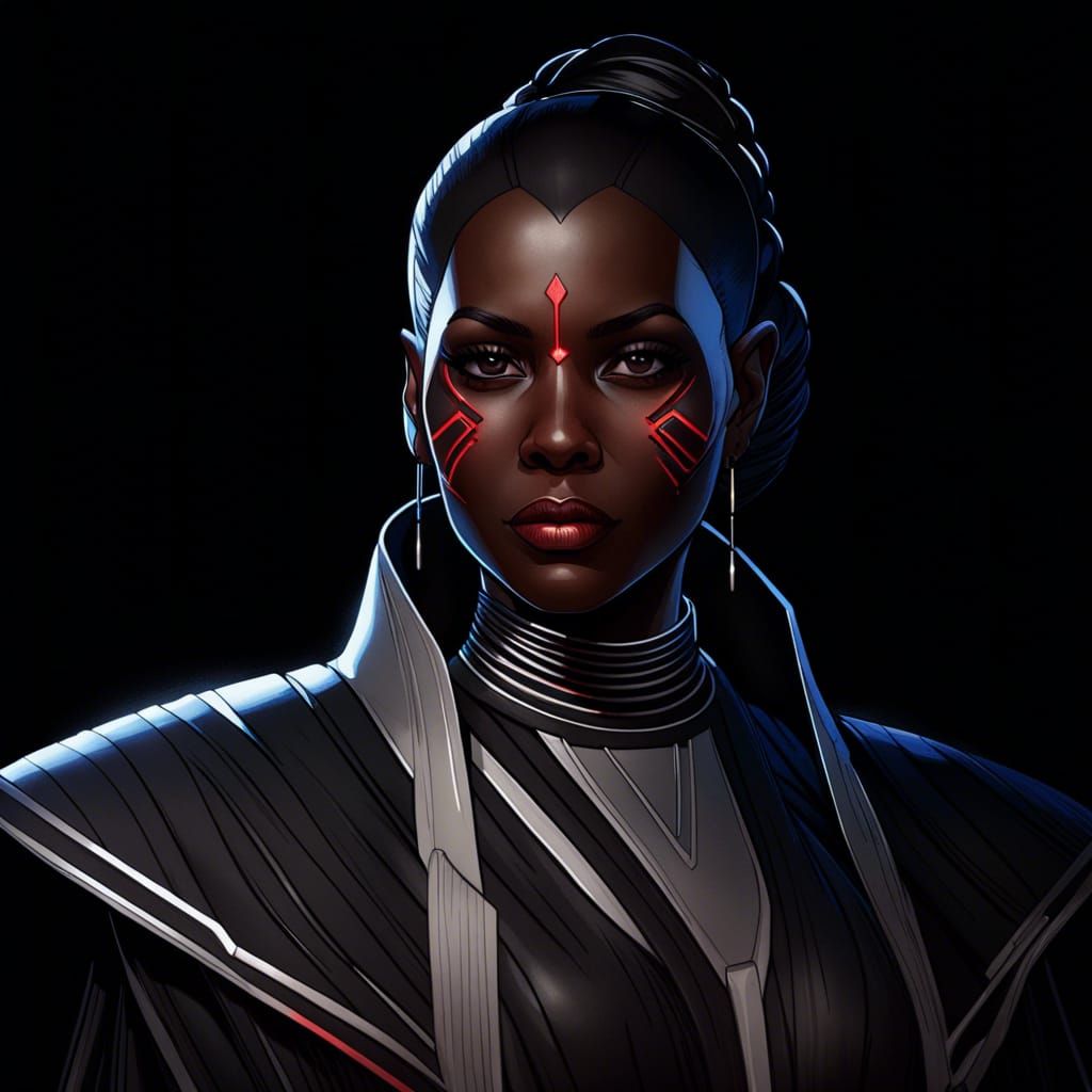 Detailed Portrait of a Dark Skinned Sith Warrior