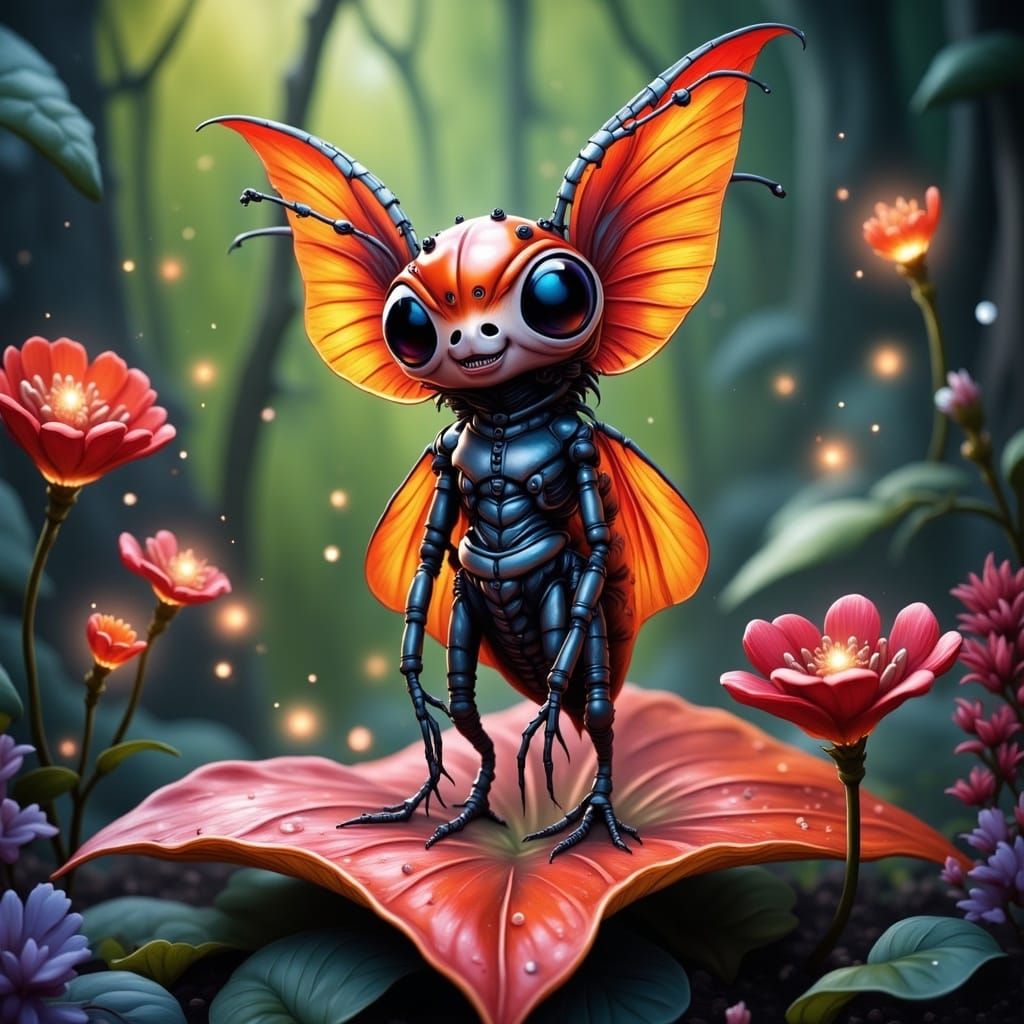 Iridescent Ladybug Alien in an Intergalactic Garden
