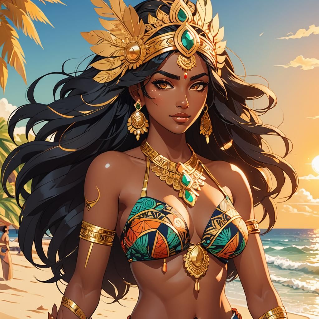 Vibrant Indian Goddess Anime Illustration