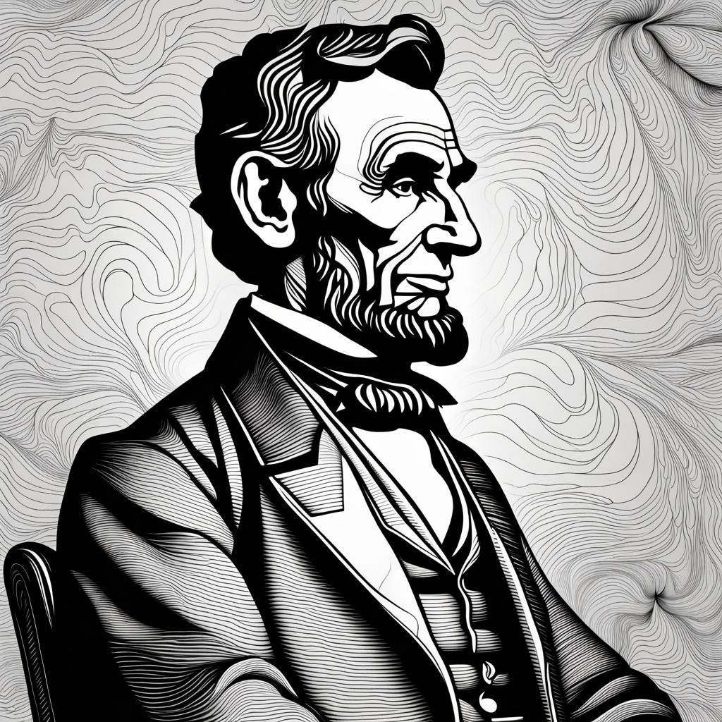 Line Art Portrait of Abraham Lincoln