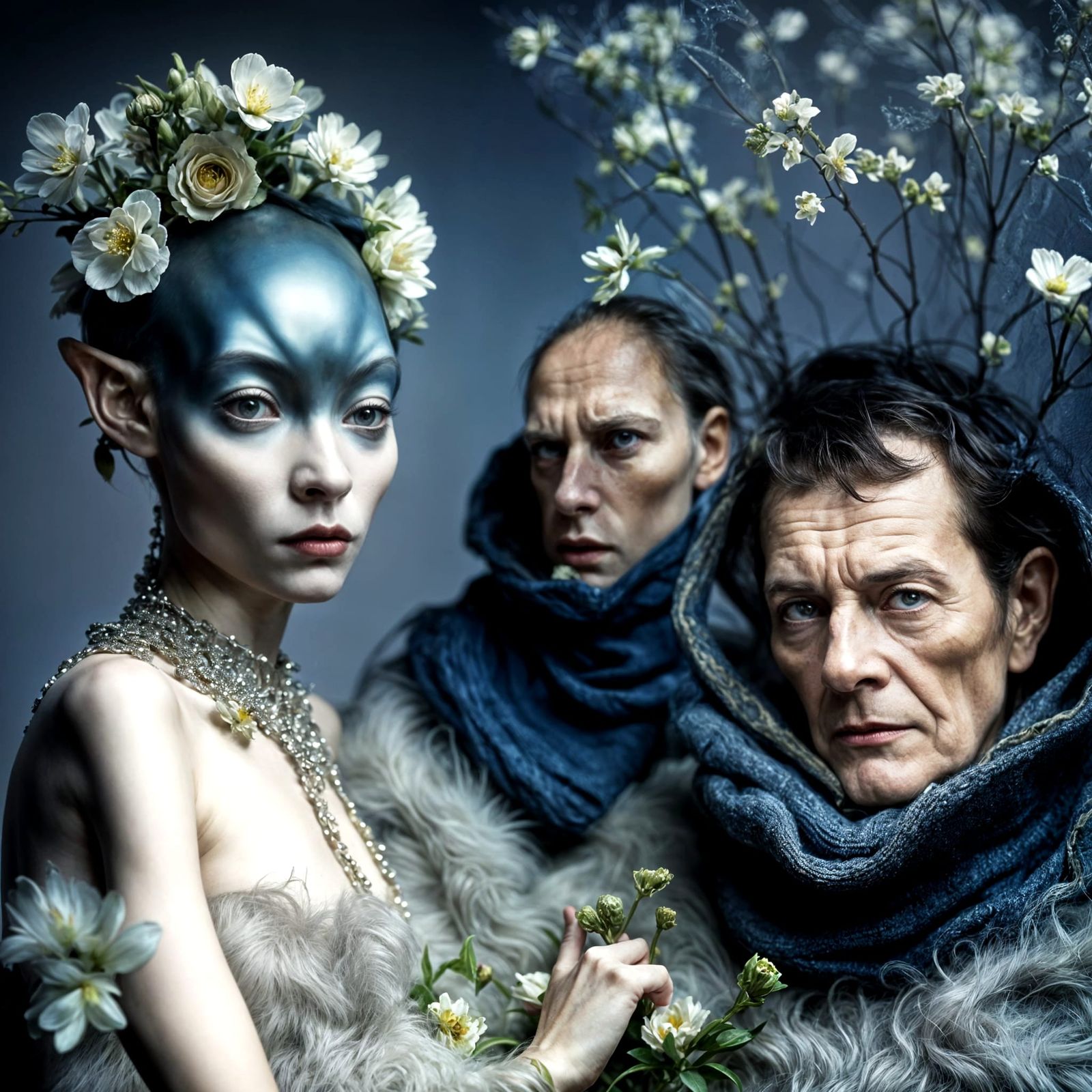 Surreal Alien Celebration in Restaurant: Hyperrealistic Pain...