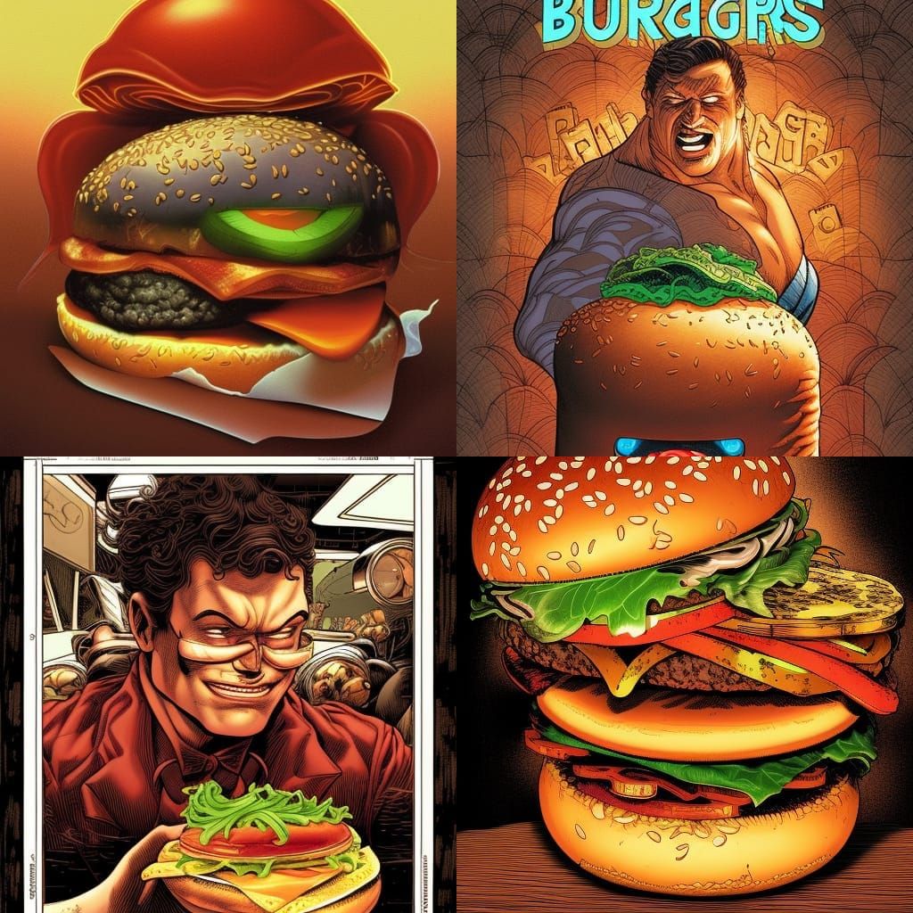 Burger in Comic Book Art Style