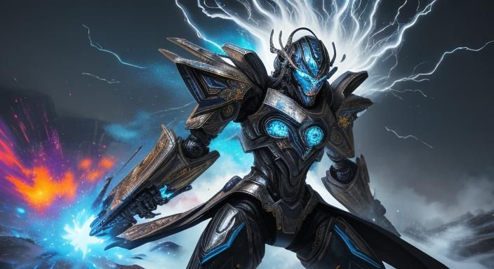 Alien Queen Soars Above Robot Battlefield in Graffiti Art