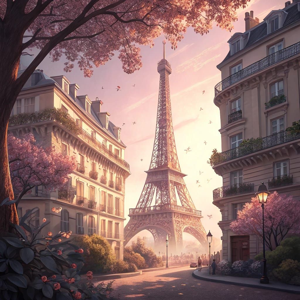 Eiffel Tower in Pastel Hues with Bokeh Effect