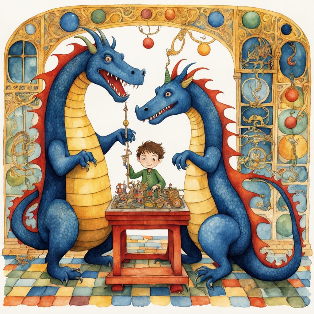Medieval Prince Builds Whimsical Dragon Catcher in Watercolo...