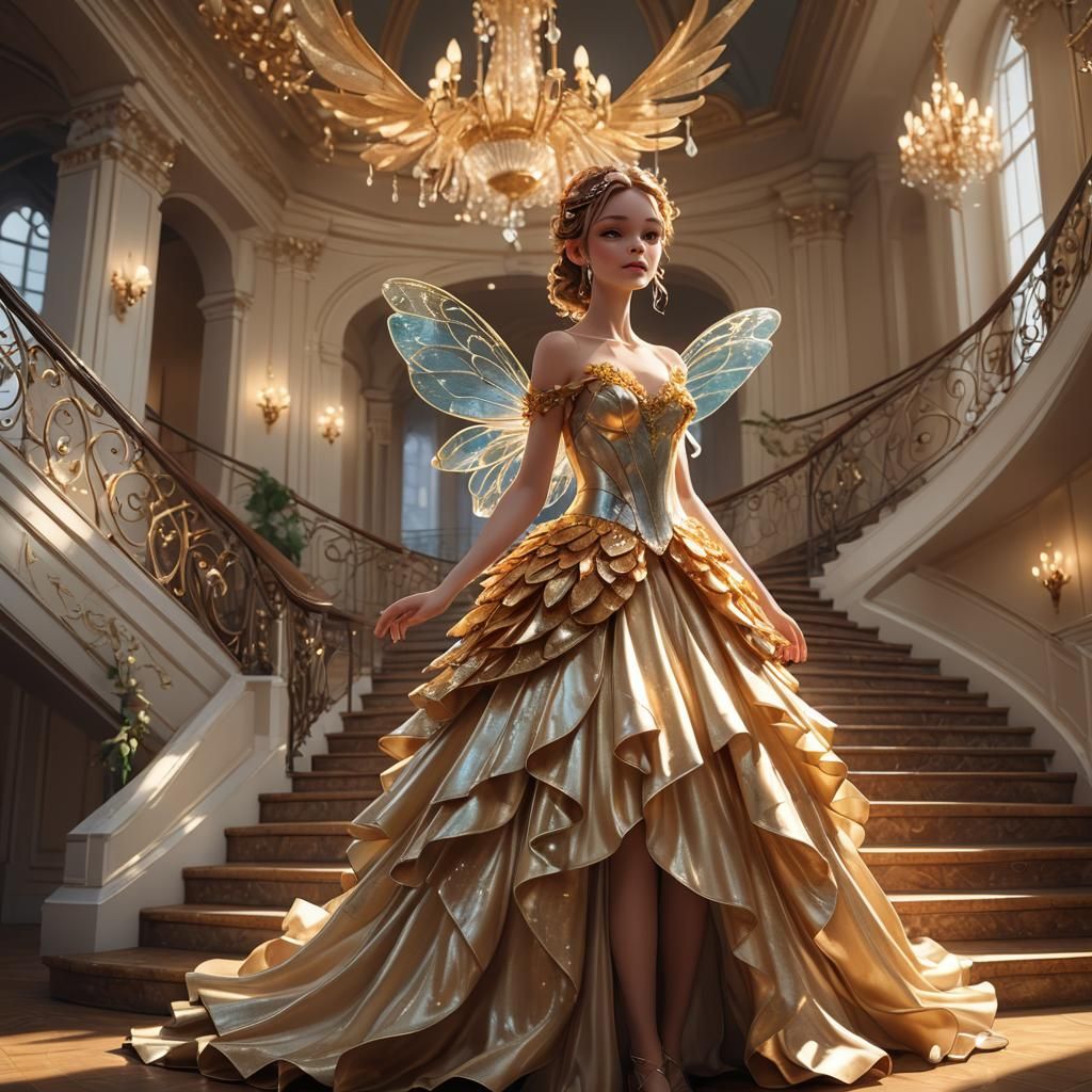 Fairy Girl in Ballroom Dress: 3D Art