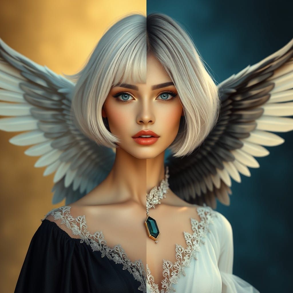 Contrasting Angelic Identities in a Stunning Split-Image Com...