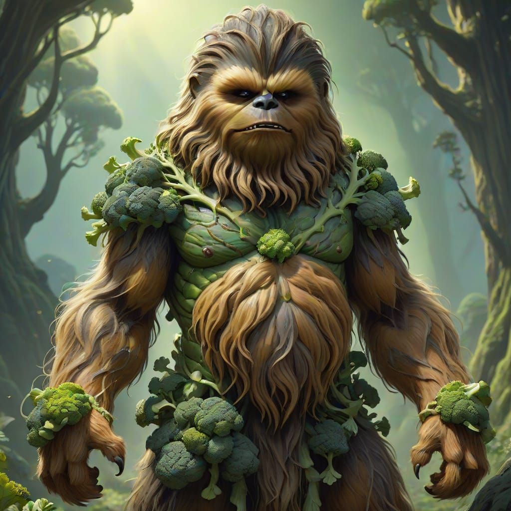 Broccoli Wookiee Hybrid Creature Concept Art