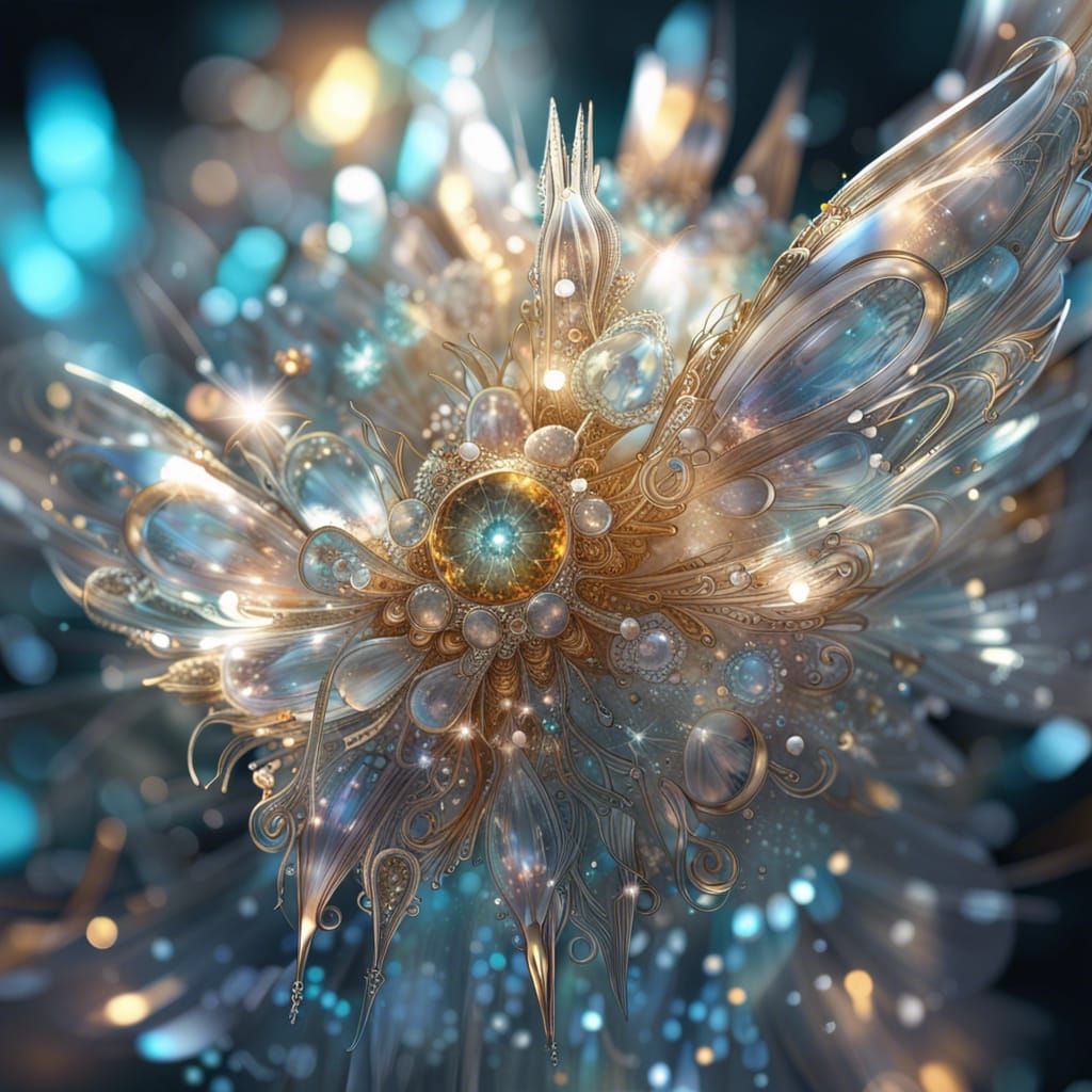 Crystal Quartz Angel with Golden Filigree