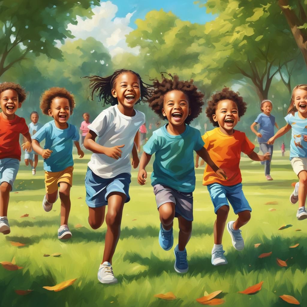 Children's Laughter: A Vibrant Park Scene