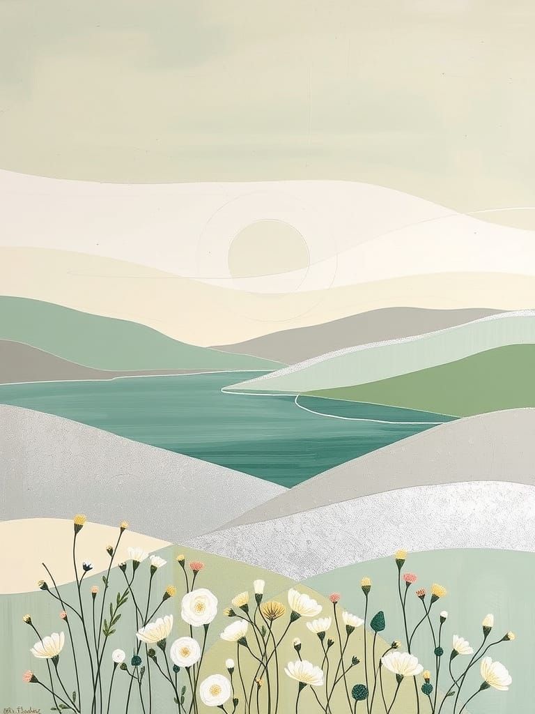 Surreal Abstractions of a Serene Lake Landscape