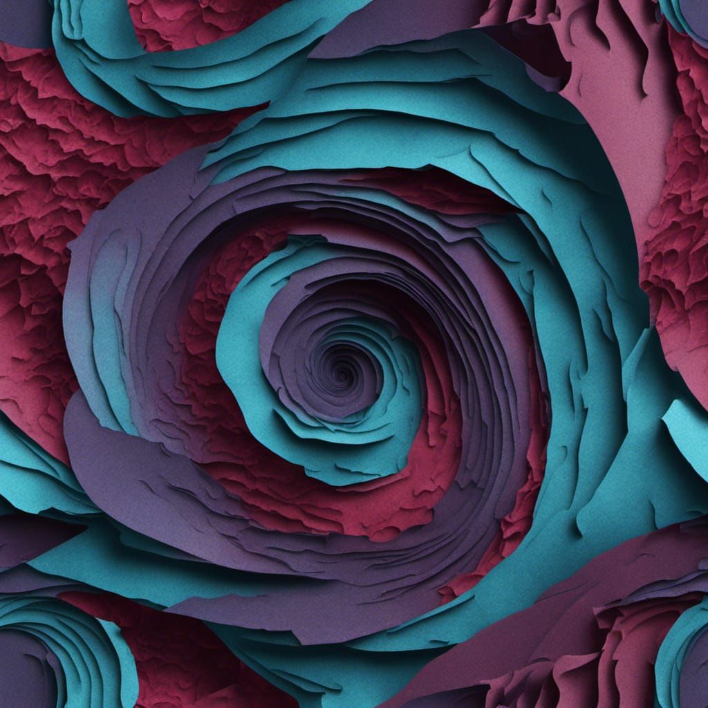 Realistic 3D Spiral Nebula, Layered Ripped Paper Collage, In...