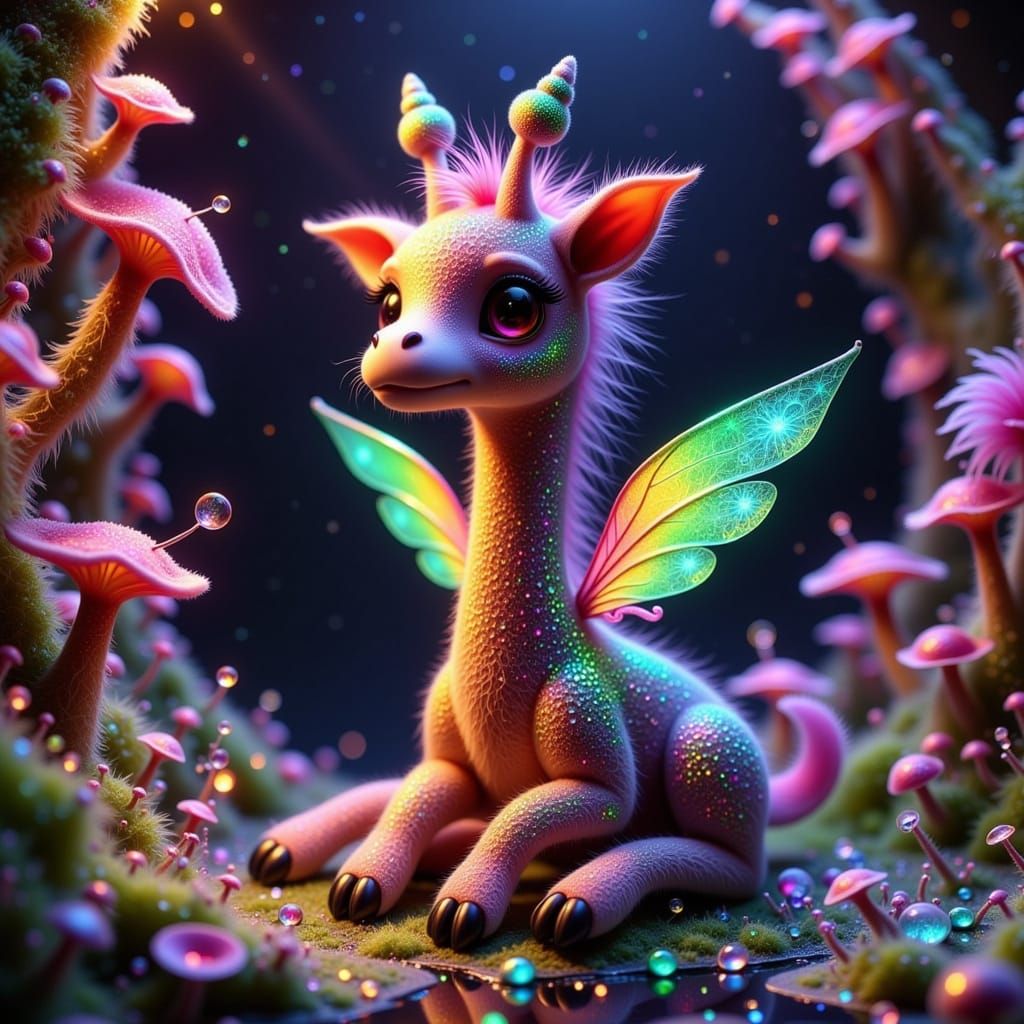 Ethereal Fae with Wings, Perched on Glowing Moss, in a Dream...