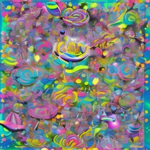 Psychedelic Candyland Wonderland with Pink Daisies