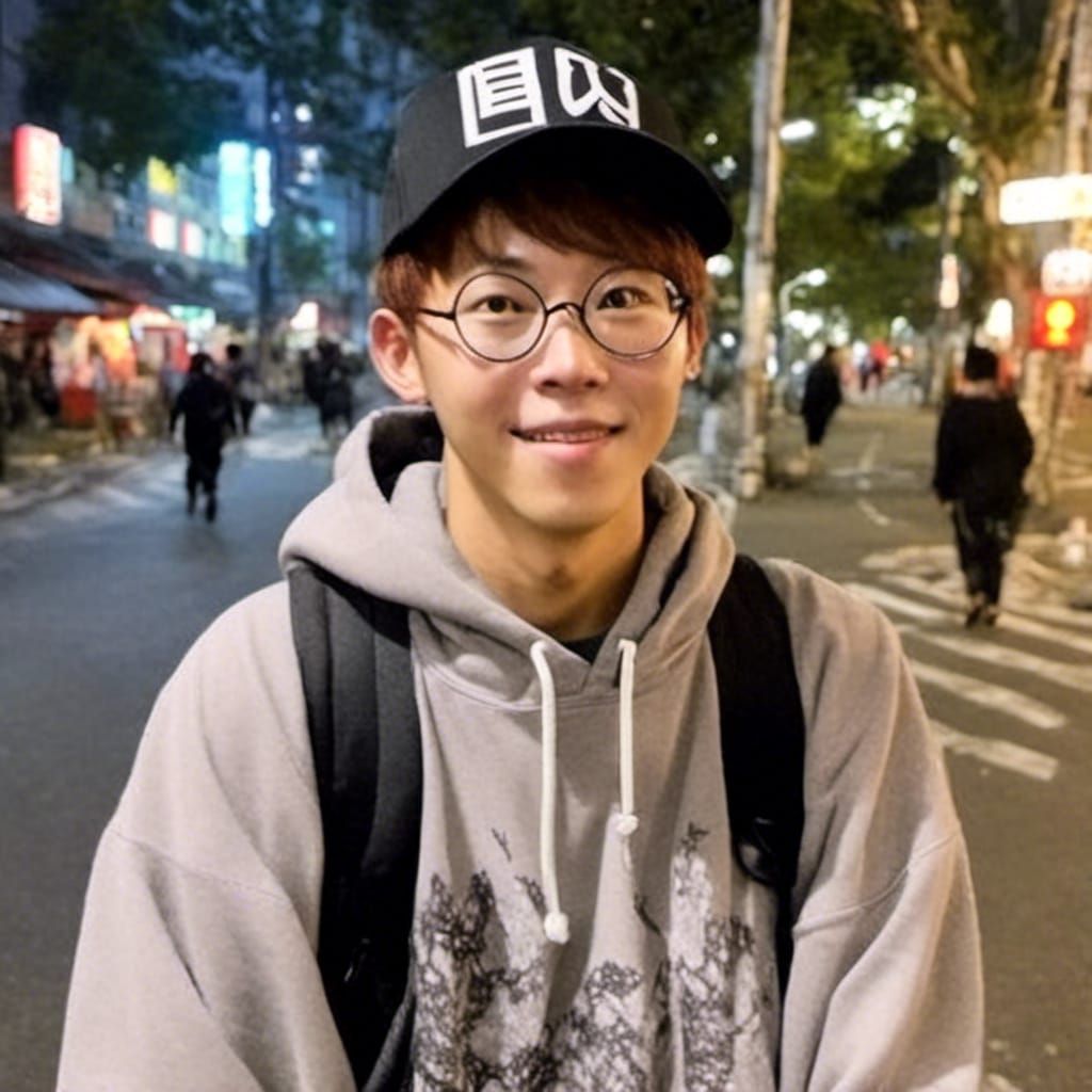 Anime Style: People Chatting in Japan at Night