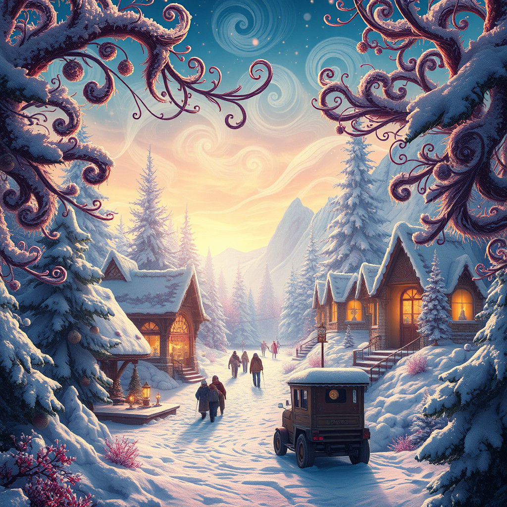 Enchanted Winter Wonderland in Digital Painting Style