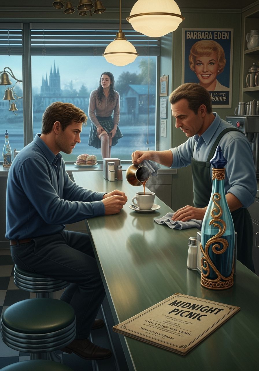 Mysterious Diner Scene with Cinematic Lighting