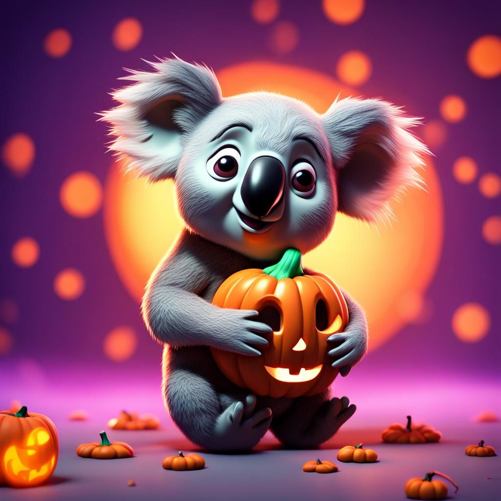 Halloween Koala Bear: 3D Digital Art